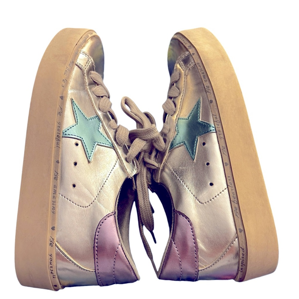 SHUSHOP PETULA METALLIC MIX SNEAKER- SIZE 6 WOMENS